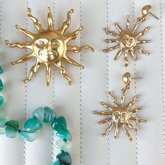 Park Lane ☀️ SUNNY DAYS Earrings Retro Sun Rays Matte Gold Tone NWT - Picture 7 of 10